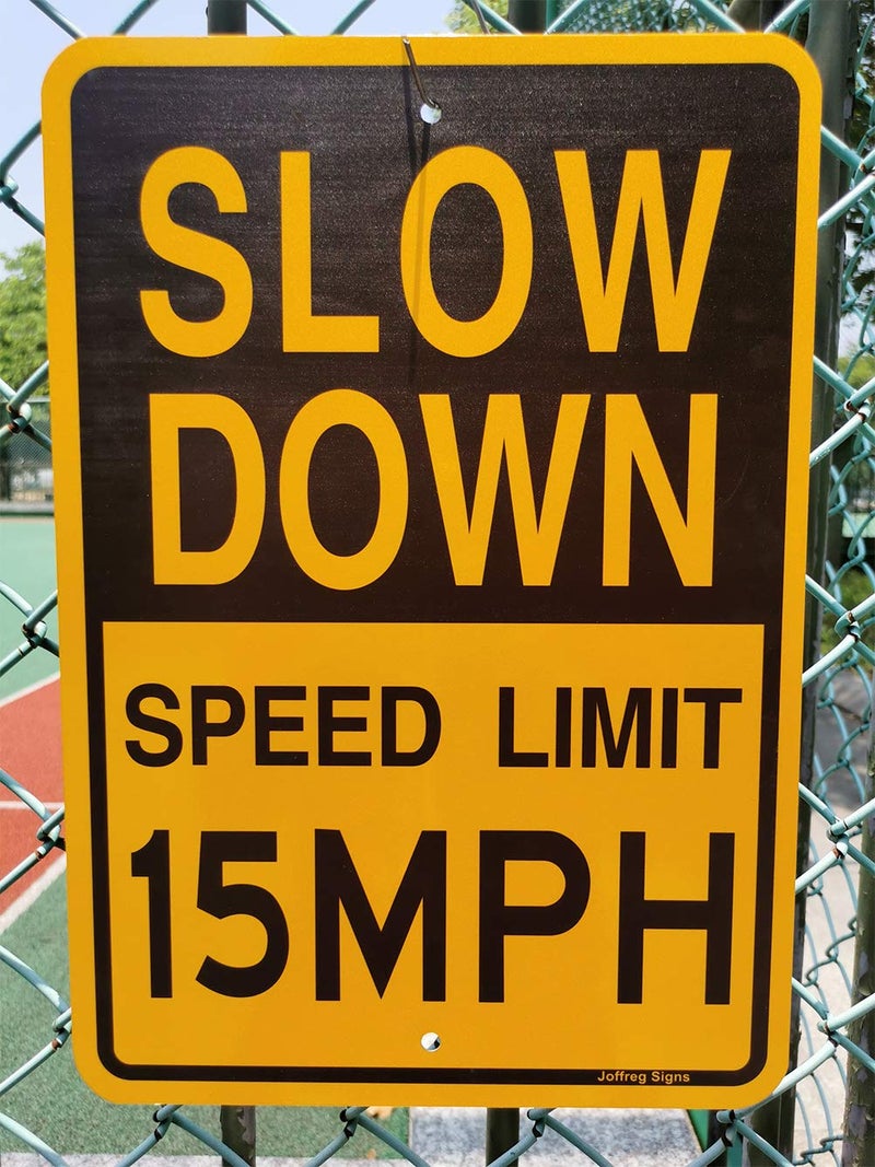 Joffreg Slow Down Speed Limit 15 MPH Sign,17 x12 Inches,Reflective Aluminum (2 Pack) - Image 3